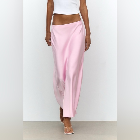 Zara Dresses & Skirts - Zara Powder Pink Satin Maxi Slip Skirt size XL US 14